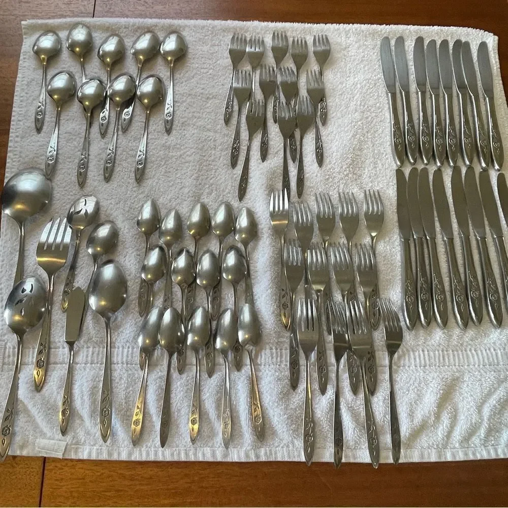 Vintage Oneida Community Stainless My Rose Collection Serving and Flatware